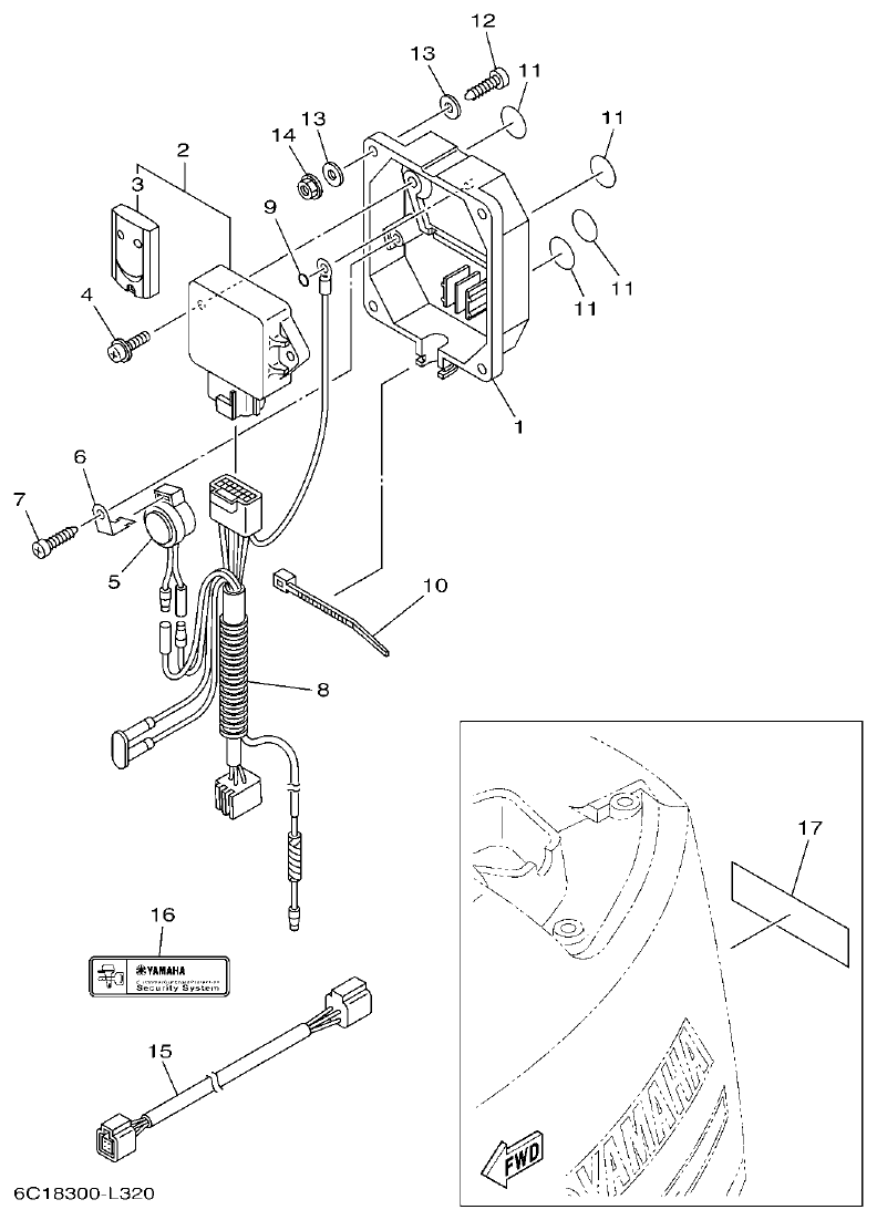 Yamaha F80BET, F100DET OPTIONAL PARTS 2 parts diagram
